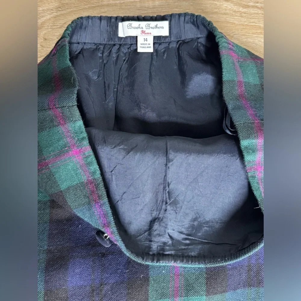 Brooks Brothers Fleece Girls 14 Wool Plaid Scottish Tartans Style Skirt Lined